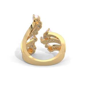 Gold Tone Pearl and <b>Crystal</b> Wrap <b>Ring</b> Open Band Floral Statement Jewelry for Women Party Gift - Product Image 4