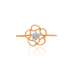 Anillo minimalista con diamante natural de corte brillante redondo de 0.05 quilates en oro rosa macizo de 14k, joyería fina y delicada. - Product Image 2