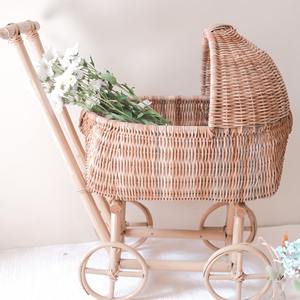 Cochecito de muñecas de ratán, carrito de muñecas artesanal y divertido, juguete para empujar, cochecito para niños, precio competitivo - Product Image 5