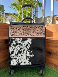 กระเป๋าเดินทางหนังวัวแท้มีล้อลาก, กระเป๋าเดินทางหนังวัวลายดอกไม้ทนทาน - Product Image 3