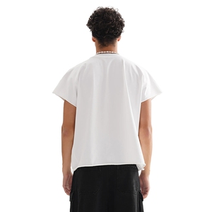 Men <b>White</b> Cap Sleeve Boxy T Shirt Sleeveless Muscle <b>Tee</b> Cotton Streetwear Wholesale Blank Tank Top - Product Image 3