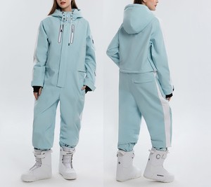 <b>Women</b> <b>One</b> <b>Piece</b> Snow <b>Suit</b> Waterproof Insulated <b>Ski</b> Jumpsuit Hooded Zipper Closure Pastel Colors Adult Winter Wear - Product Image 2