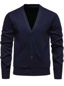 เสื้อคาร์ดิแกนถักทรงเข้ารูป คอวี สำหรับผู้ชาย แต่งกระดุม สไตล์ลำลอง ใส่ทำงานได้ ขายส่ง เสื้อไหมพรมถัก OEM - Product Image 2