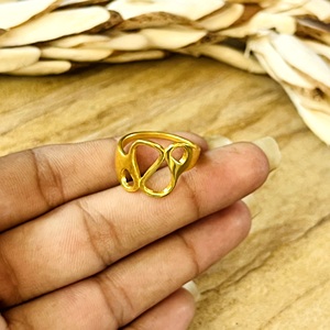 Anillo minimalista abstracto de alta demanda, joyería bohemia de latón para mujer, chapado en oro de 18k, anillo abierto liso para venta al por mayor/OEM/ODM - Product Image 3