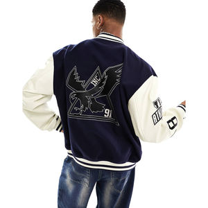 Chaquetas Varsity de Invierno de Lana Premium al por Mayor con Cierre de Cremallera y Mangas de Cuero, Estilo Universitario, Marcas de Moda - Product Image 2