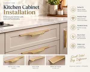 Tirador de Gabinete Moderno en Oro Cepillado, Tirador Largo para Cajón, Herraje Metálico para Muebles de Cocina KELLTON NR-SH-1007 - Product Image 6