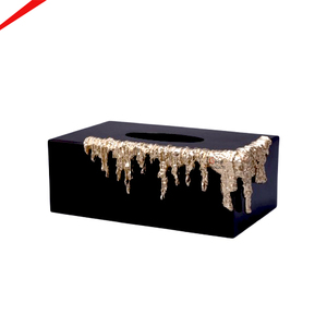 Porte-serviettes de luxe en marbre et métal, support de rangement pour mouchoirs, décoration de table, parfait pour les dîners et les occasions spéciales - Product Image 4