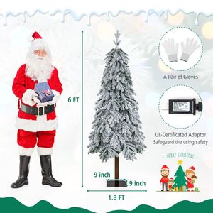 6 Feet <b>Hinged</b> Christmas Tree with 458 Branch Tips Flocked and Warm White LED <b>Lights</b> - Product Image 3