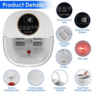 Bain de pieds électrique pliable avec télécommande, 24 niveaux de chauffage et 6 jets à bulles - Product Image 6