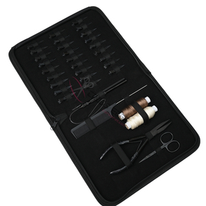 Kit de Extensión de Cabello Negro Elite con Alicates de Crimpado de Cuentas Planas, Herramienta de Bucle, Gancho de Extracción, Mini Tijeras y Set de Hilos para Pelucas - Product Image 1