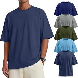 Camiseta Básica para Hombre con Hombros Caídos, Corte Oversize, Dobladillo Curvo, Colores Personalizados, 100% Algodón Peinado de Alta Calidad 2026 - Product Image 1