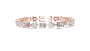 Conjunto de Pulsera de Oro Sólido de 18K con Diamantes Cultivados en Laboratorio de Corte Mixto, Bañado en Rodio, 15.5CT, con Piedras Laterales, Certificado, para Uso Diario/Compromiso/Boda - Product Image 3