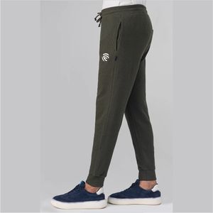 Pantalon de jogging slim fit en tissu gaufré olive pour homme - Product Image 4