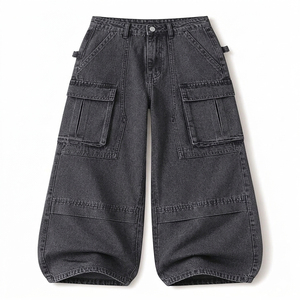 Pantalones Cargo de Cintura Alta para Hombre, Estilo Denim, Corte Holgado, Multibolsillos, Estilo Utilitario, Pantalones Casuales de Primavera - Product Image 2