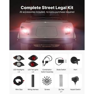 Kit Luci per Golf Cart 12 Volt Omologato per Strada con Fari LED, Luci Posteriori, Cablaggio, Indicatori di Direzione e Luci di Emergenza - Product Image 6