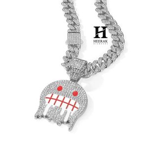 Wholesale Custom Cartoon <b>Monster</b> Pendant 3D <b>Iced</b> Out Dripping Emoji Charm Red Enamel Stitched Smile Hip Hop Jewelry Manufacturer - Product Image 6