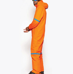 <b>Men</b> Orange Waterproof Ski <b>Jumpsuit</b> Hooded Zipper Closure Synthetic Insulated Snow Wear Adult - Product Image 2