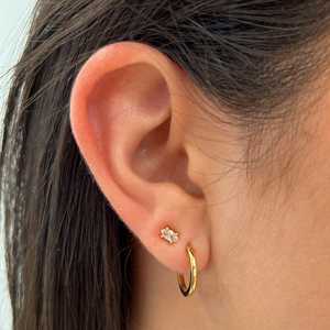 14K 18K Gold Plain Huggie Hoop <b>Earrings</b> High Polish Classic Round Loop Seamless <b>Hinged</b> Clicker Minimal Sleeper Pair Wholesale - Product Image 4