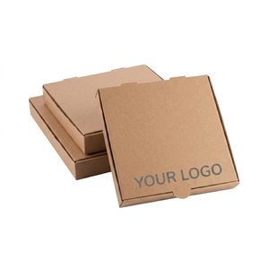 Recycled Paperboard Flexographic Printed Paper Boxes: Eco Brown White <b>Kraft</b> Cardboard Pizza <b>Box</b> Fast Food Takeaway Delivery 7-20 - Product Image 2