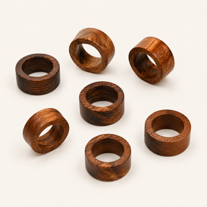 Anneaux de serviette en bois faits à la main, décoration de table écologique pour mariages et événements festifs, porte-serviettes en bois massif de qualité supérieure - Product Image 3