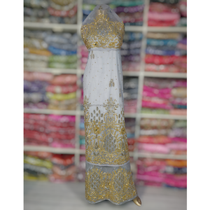 Robes de mariée perlées indiennes George pour femmes pour soirée au Nigeria Wraps perlés en pierre faits à la main - Product Image 1