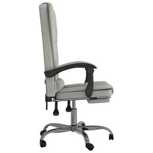 Silla de Oficina de Terciopelo Gris Claro con Función de Masaje, Estructura de Metal y Madera Contrachapada, para Usuarios de Talla Mediana - Product Image 4