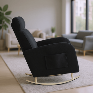 Modern Comfort and Function Chenille Upholstered Rocking <b>Chair</b> <b>with</b> Metal Legs and Side <b>Storage</b> Pocket for Living Room - Product Image 2