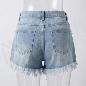 Shorts en jean d'été personnalisés avec sequins, déchirés, taille haute, tendance streetwear pour femmes - Product Image 2