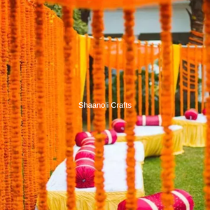 45'' Marigold Garland Bell <b>Artificial</b> <b>Flowers</b> for Wedding Party Diwali Mexican Day of Dead Decorations Indian Mantle Decoration - Product Image 3