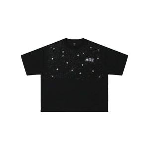 เสื้อยืดสีดำแบบยาว ผ้าวอร์สต์ แต่งคริสตัลวิบวับ สไตล์ฮิปฮอป บลิง บลิง สตรีทแวร์ ทรงโอเวอร์ไซส์ สำหรับผู้ชาย - Product Image 5