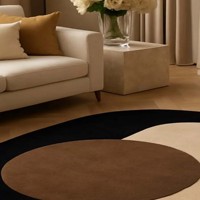 Hand Tufted Wool Rug, Abstract Black Beige Irregular Modern Carpet Mid Century Statement Carpet,Contemporary Abstract Home Decor