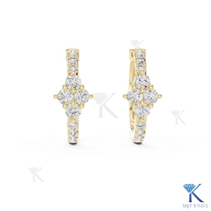 Lab Grown CVD HPHT Diamond Cluster <b>Huggie</b> Hoop Earrings Pave 14K <b>Solid</b> <b>Gold</b> Luxury Women Wedding Bridal Jewelry KRUP JEWELS - Product Image 2
