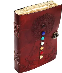 Méditation Bouddha Conception Sept Pierre A5 Vintage En Cuir Journal Croquis Livre Loquet Journal Cahier Cadeau Haute Qualité Vintage - Product Image 1