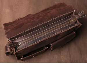 Sac messager vintage en cuir véritable durable avec fermeture éclair, grande capacité pour le travail, sac à bandoulière pour homme - Product Image 4