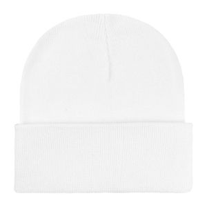 White Unisex <b>Beanie</b> <b>Hat</b> 100% Acrylic Knitted Winter Cap Solid Color Casual Style for Adults 56-58CM Head Circumference - Product Image 1