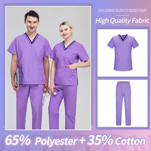 Conjuntos de Uniformes de Enfermería para Clínica Dental, Uniformes Médicos de Manga Corta para Mujeres y Hombres, Uniformes Quirúrgicos de Hospital, Lona Ecológica - Product Image 2