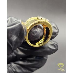 Bague en argent 925 avec diamants de laboratoire en grappe, plaqué or, style Iced Out, bijou de luxe pour les acheteurs en gros - Product Image 1