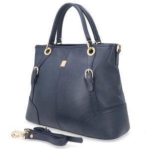 Salva Leather Genuine Leather Softback Handbag Detachable Arcuate Shoulder Strap Leopard Pattern Minimalist Design Navy Blue 21L - Product Image 3