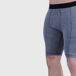 Shorts de compression taille haute pour homme, gris uni, en Spandex et Nylon, séchage rapide, style sportif, taille élastique, longueur Bermuda - Product Image 5