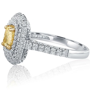 New Collection <b>Cushion</b> Cut Fancy Yellow Lab Created Diamond Double Halo Set <b>Ring</b> in 14K White Gold, <b>Wedding</b> <b>Ring</b> for Sale - Product Image 2