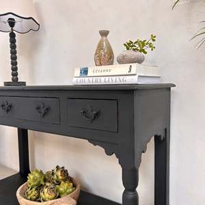 Antique Black <b>Console</b> <b>Table</b> Rustic Solid Wood Entryway Sideboard Vintage Three Drawer Hallway <b>Sofa</b> Stand Living Room Home - Product Image 4