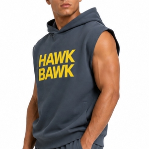 Men’s <b>Sleeveless</b> <b>Hoodie</b> Tank Top Casual Top With Relaxed Fit Clean Minimal Letter Design Knitted Cotton Breathable Style Wear - Product Image 3