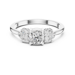 <b>Cushion</b> Cut Moissanite Elegant 925 Sterling Silver Three Stone Diamond Engagement <b>Ring</b> Custom Fine Jewelry <b>Wedding</b> <b>Ring</b> Manufac - Product Image 2