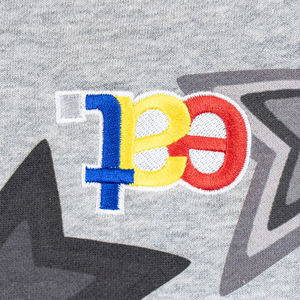 Men's Gray Hooded Zip-Up Sweatshirt Streetwear Style Printed Stars And Logo Design Regular Fit French Terry Cotton Autumn Wear - Product Image 3