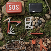 Kit d'équipement de survie pour le camping, boîte à outils d'urgence SOS avec pince multifonction, boussole, allume-feu, scie à fil