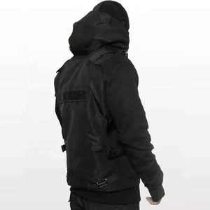 Sweat à capuche technique urbain pour homme, veste coupe-vent tactique streetwear, style cyberpunk ninja, pull noir utilitaire cargo - Product Image 3