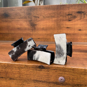 Pinzas para el pelo de piel de vaca occidentales hechas a mano, pinzas para el pelo personalizadas, accesorios de cuero genuino para ocultar el pelo para mujer - Product Image 2