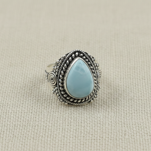 Anillo de Lágrima con Gema de Larimar 100% Genérica, Plata de Ley 925, Diseño Vintage Hecho a Mano, Chapado en Oro Rosa y Oro Amarillo - Product Image 6