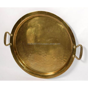 Bandeja de servicio de latón única con acabado dorado, adecuada para regalar bodas, funciones culturales, decoración y servicio del hogar - Product Image 4