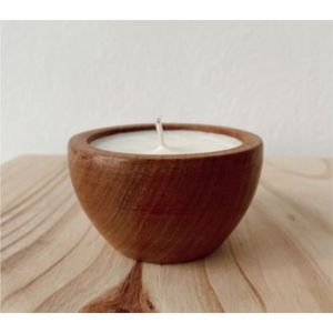 Bougie décorative en cire aromatique sculptée à la main en forme de bol rond en bois - Bougie multi-mèches pour centre de table et décoration de mariage - Product Image 5